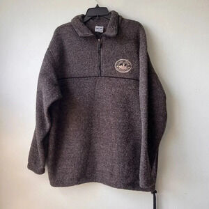 City Scape Toronto Mens L Brown Quarter Zip Knit Jacket Side Pockets